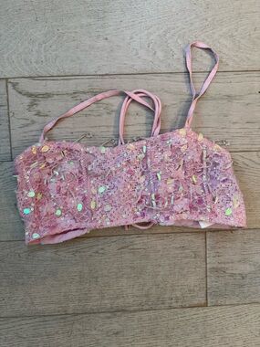 Urban outfitters Pink Sequin Lace Bralette/top